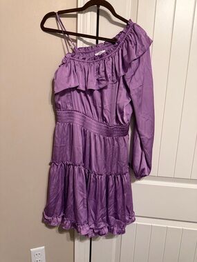 One-Shoulder Ruffled Purple Dress